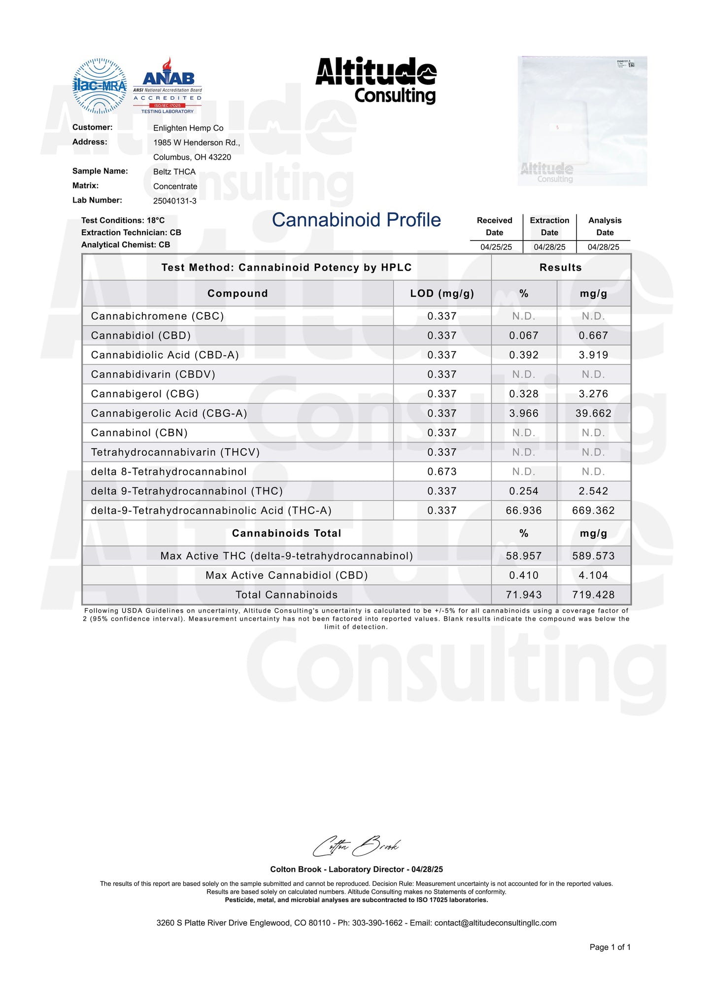 High THCA Hemp Live Rosin - Beltz
